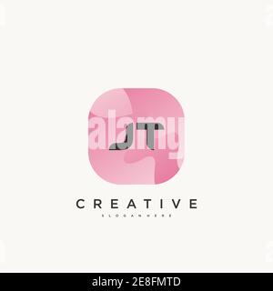 JT Initial Letter Colorful logo icon design template elements Vector Stock Vector