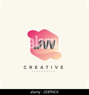 JW Initial Letter Colorful logo icon design template elements Vector Stock Vector