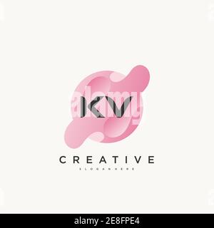 KV Initial Letter Colorful logo icon design template elements Vector art Stock Vector