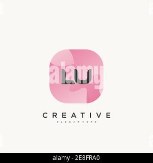 LU Initial Letter logo icon design template elements with wave colorful Stock Vector