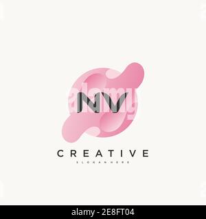 NV Initial Letter Colorful logo icon design template elements Vector art Stock Vector