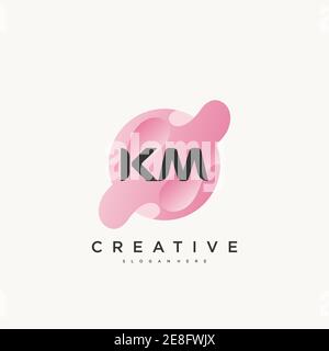 KM Initial Letter Colorful logo icon design template elements Vector art Stock Vector