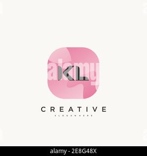 KL Initial Letter logo icon design template elements with wave colorful Stock Vector