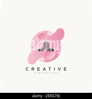 JL Initial Letter Colorful logo icon design template elements Vector art Stock Vector