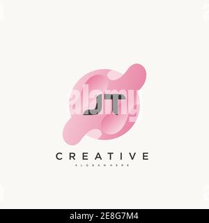 JT Initial Letter Colorful logo icon design template elements Vector art Stock Vector