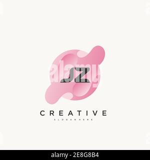 JZ Initial Letter Colorful logo icon design template elements Vector art Stock Vector