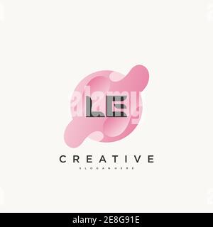 LE Initial Letter Colorful logo icon design template elements Vector art Stock Vector
