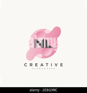 NL Initial Letter Colorful logo icon design template elements Vector art Stock Vector