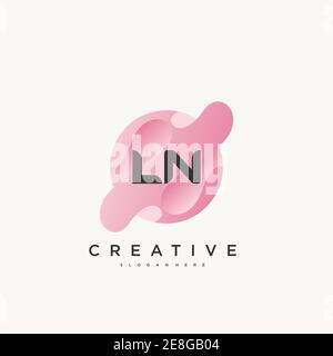LN Initial Letter Colorful logo icon design template elements Vector art Stock Vector