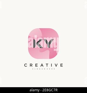 KY Initial Letter logo icon design template elements with wave colorful Stock Vector
