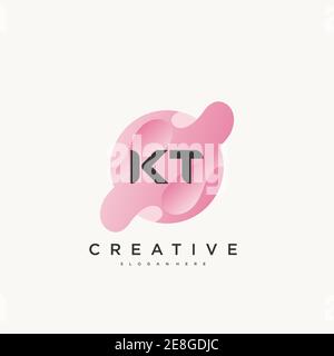 KT Initial Letter Colorful logo icon design template elements Vector art Stock Vector