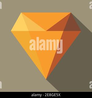 Diamond emerald flat illustration icon. Diamond emerald vector icon for web design with shadow . Stock Vector