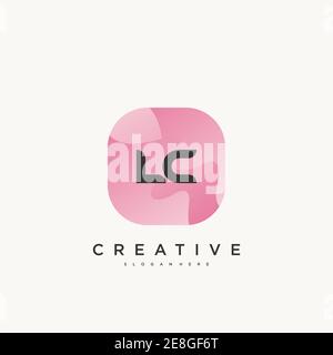 LC Initial Letter logo icon design template elements with wave colorful Stock Vector