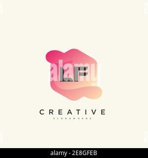 LF Initial Letter logo icon design template elements with wave colorful Stock Vector