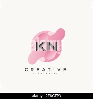 KN Initial Letter Colorful logo icon design template elements Vector art Stock Vector