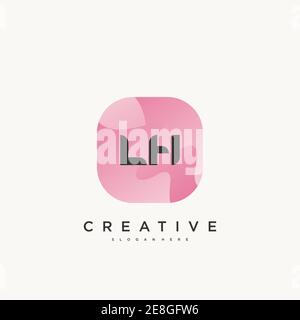 LH Initial Letter logo icon design template elements with wave colorful Stock Vector