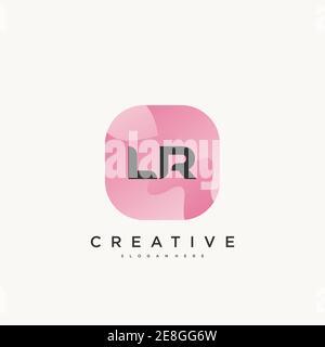 LR Initial Letter logo icon design template elements with wave colorful Stock Vector
