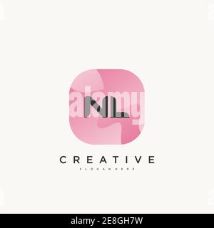 NL Initial Letter logo icon design template elements with wave colorful Stock Vector