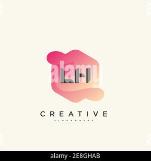 LH Initial Letter logo icon design template elements with wave colorful Stock Vector