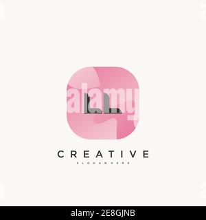 LL Initial Letter logo icon design template elements with wave colorful Stock Vector