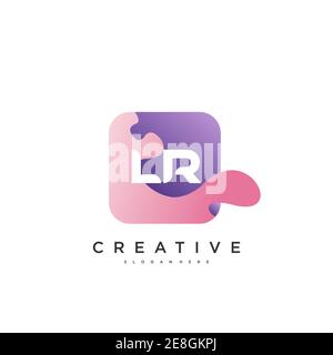 LR Initial Letter logo icon design template elements with wave colorful Stock Vector