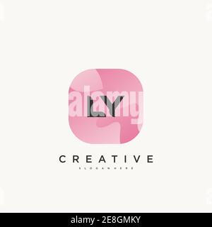 LY Initial Letter logo icon design template elements with wave colorful Stock Vector