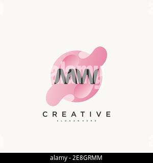 MW Initial Letter Colorful logo icon design template elements Vector art Stock Vector