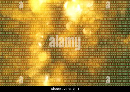An illustration of green binary code on yellow background Stock Photo