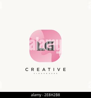 LG Initial Letter logo icon design template elements with wave colorful Stock Vector