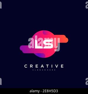 LS Initial Letter logo icon design template elements with wave colorful Stock Vector