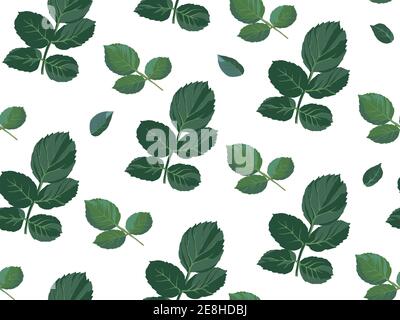Rose leaves and branches seamless pattern vector Stock Vector
