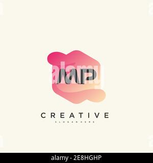 MP Initial Letter logo icon design template elements with wave colorful Stock Vector