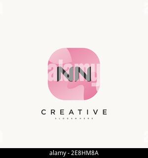 NN Initial Letter logo icon design template elements with wave colorful Stock Vector