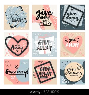 Giveaway labels and banners for social media promo Stock Vector