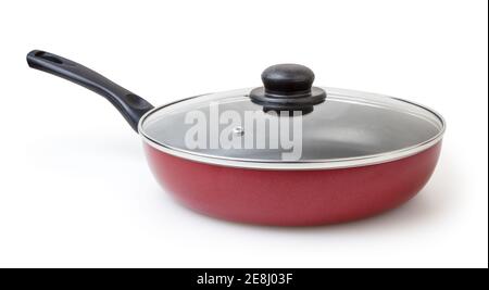 Frying pan and lid isolated on white background with clipping path Stock Photo
