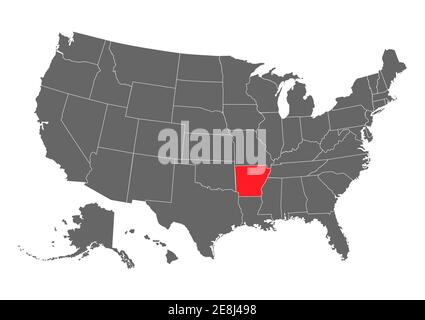 Arkansas vector map silhouette. High detailed illustration. United state of America country . Stock Vector