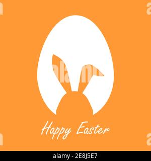 Happy Easter Greeting card with egg and rabbit, Funny  illustration vector on color background . Stock Vector