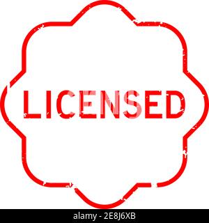 Grunge red licensed word rubber seal stamp on white background Stock Vector