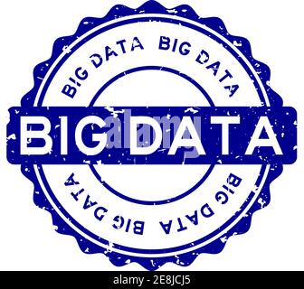 Grunge blue big data word round rubber seal stamp on white background Stock Vector