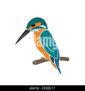 Vector of kingfisher bird design on white background. Easy editable layered vector illustration. Wild Animals. Stock Vector