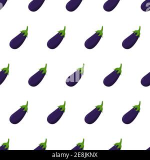 Illustration with colorful eggplant seamless pattern. Vegan eating. Healthy food background. Stock Vector