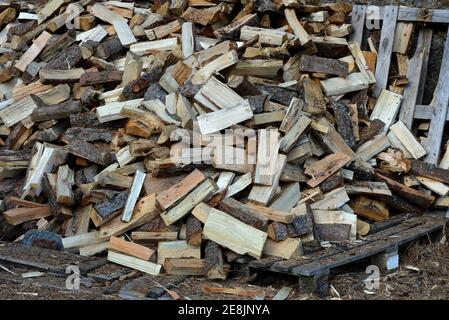 Firewood, wood, logs, logs, split, split, firewood pile Stock Photo