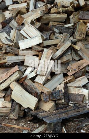 Firewood, wood, logs, logs, split, split, firewood pile Stock Photo