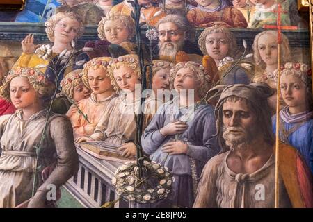 Detail from The Coronation of the Virgin by Filippo Lippi (1447) from Uffizi Gallery in Florence, Italy Stock Photo