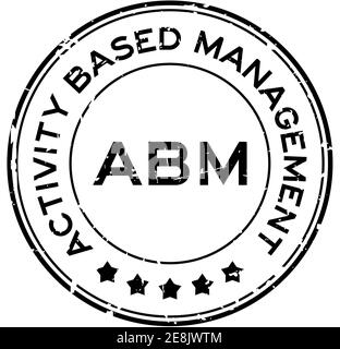 Grunge black ABM Activity Based Management word round rubber seal stamp on white background Stock Vector