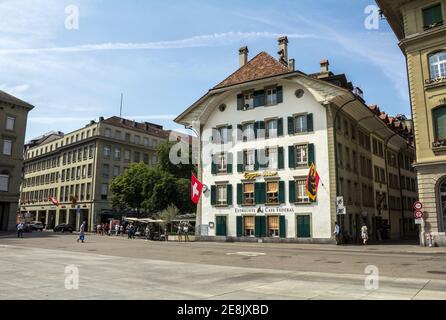 Bern, Switzerland - A characteristic former mansion Bern, is founded in 1911, the Swiss capital, is very famous because of its wealth of well preserve Stock Photo