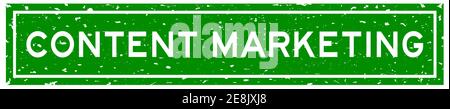Grunge green content marketing word square rubber seal stamp on white background Stock Vector