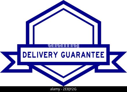 Vintage blue color hexagon label banner with word delivery guarantee on white background Stock Vector