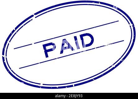 Grunge blue paid oval rubber seal stamp on white background Stock ...
