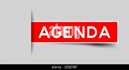 Inserted red color label sticker with word agenda on gray background Stock Vector